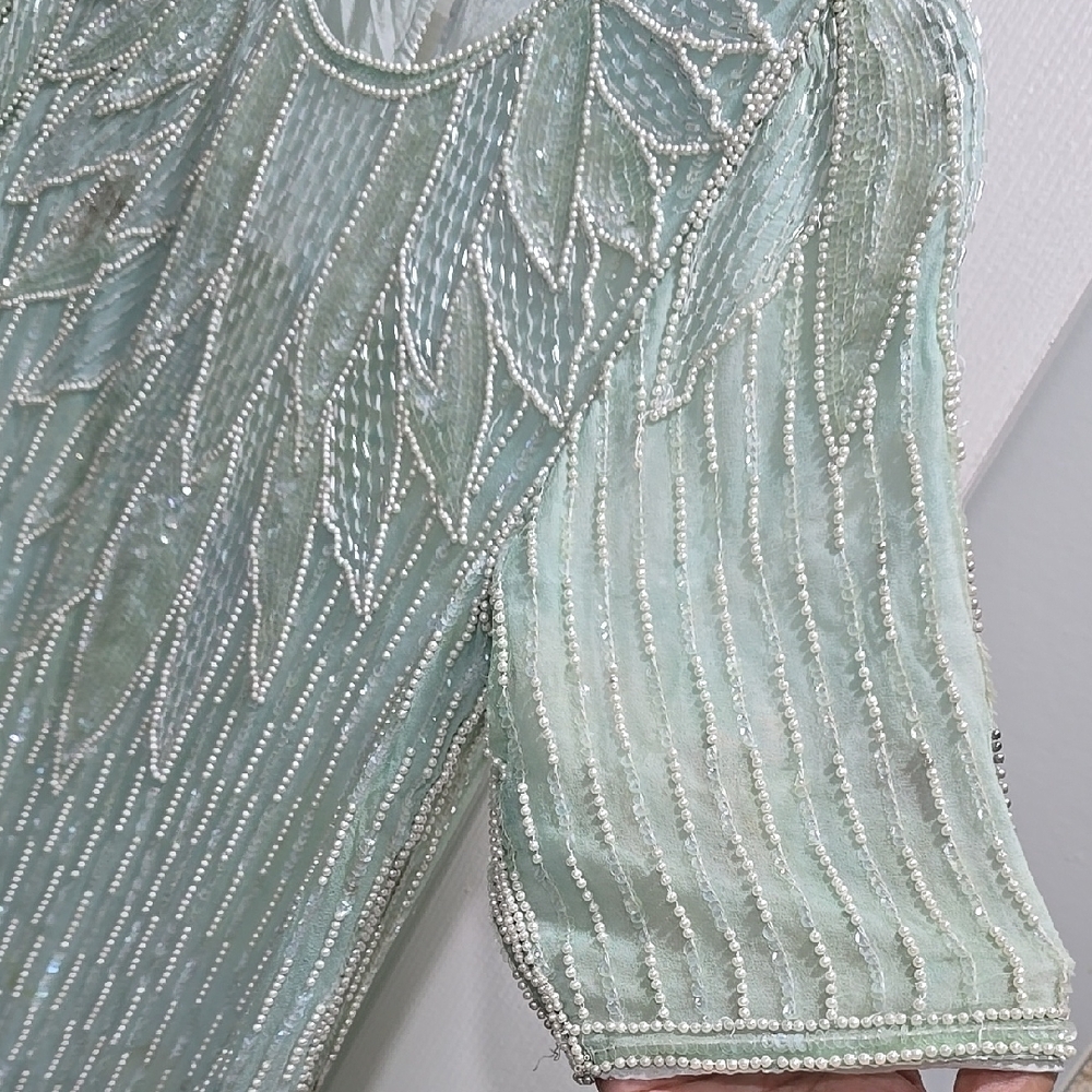Mark and John Vintage Beaded 2pc Set in Light Green Size L - Picture 6 of 14